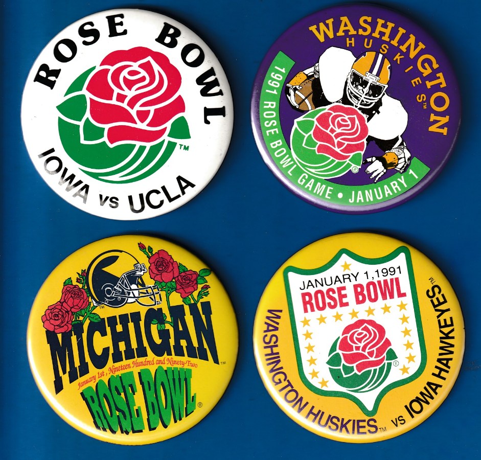  ROSE BOWL - Lot of (4) Vintage 3-1/2 inch pins/buttons (different) Baseball cards value