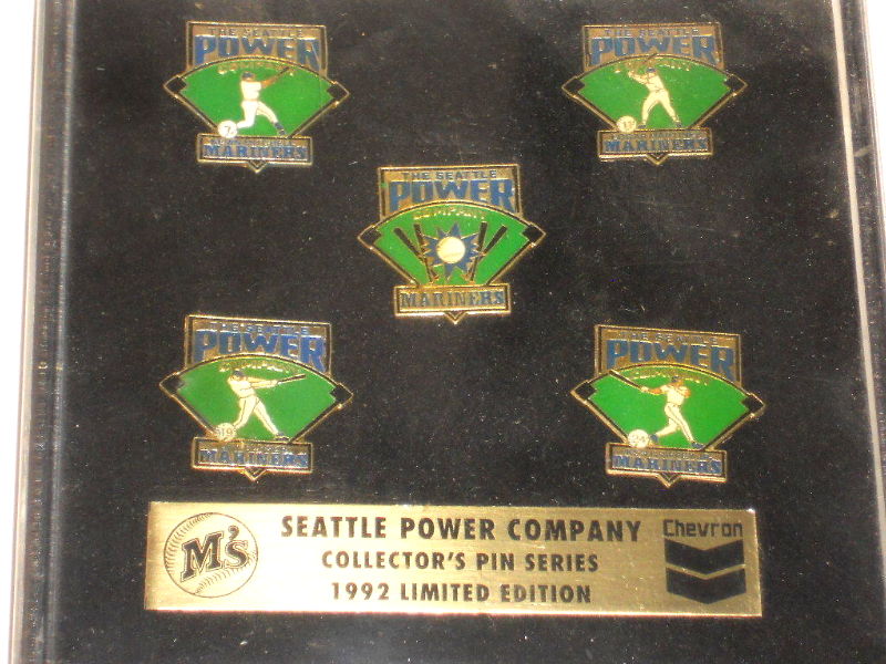Seattle POWER Company - CHEVRON Pin Set (5) with Ken Griffey Jr (Mariners) Baseball cards value