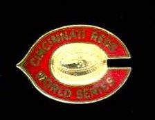  1975 Cincinatti REDS WORLD SERIES Press Pin ['C' shaped] (w/LOA & doc.) Baseball cards value