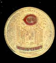  1976 Cincinatti REDS WORLD SERIES Press Pin [Round Gold,small Reds top] Baseball cards value