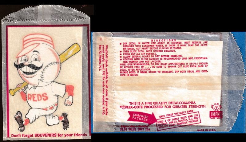  Cincinatti REDS - 1960's 'MR REDLEGS' Windshield Decal Baseball cards value