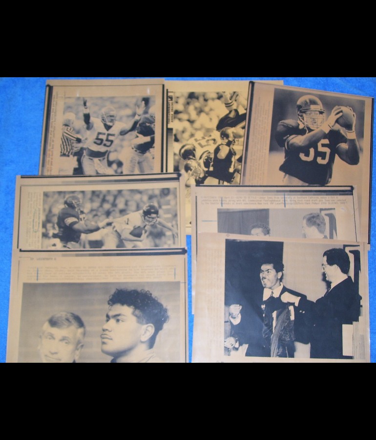 WIREPHOTO: Junior Seau - LOT of (7) - 1988 thru 1991 (USC/Chargers) Football cards value
