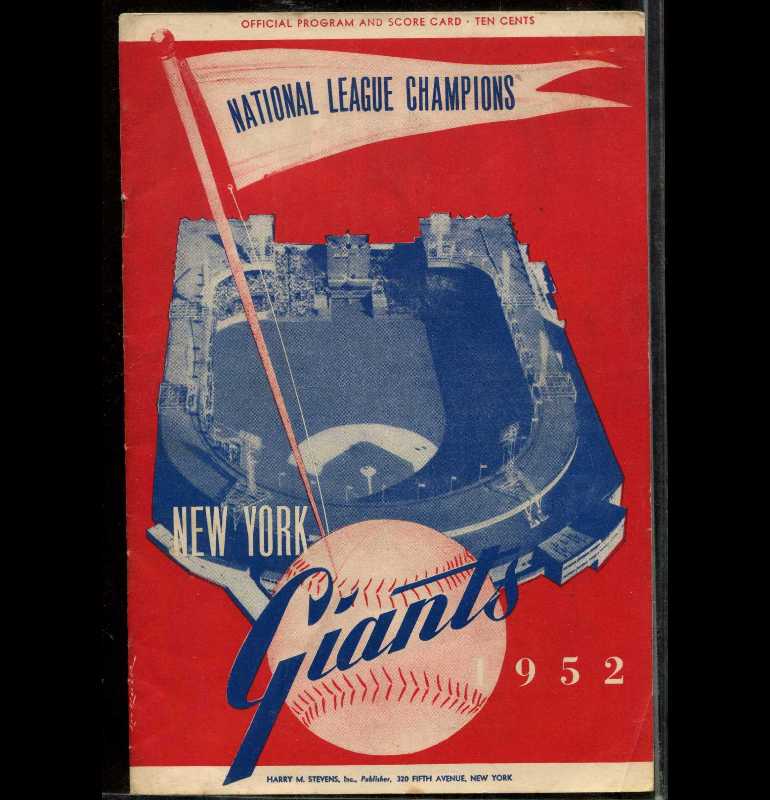  1952 New York GIANTS - N.L. Champions official Program (vs. Phillies) Baseball cards value