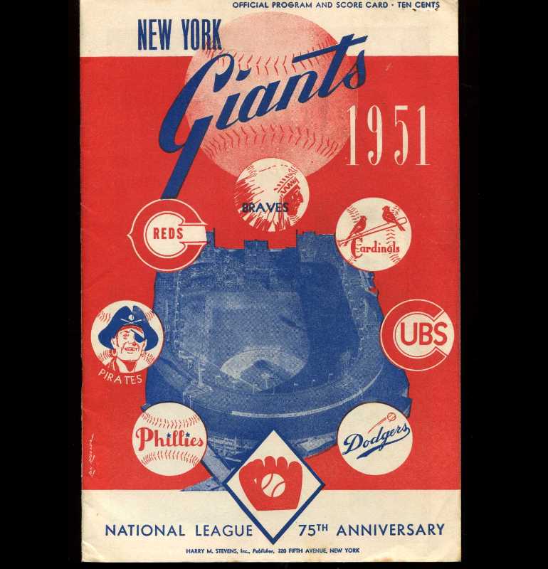 1951 New York GIANTS - official Program (vs. Cardinals) Baseball cards value