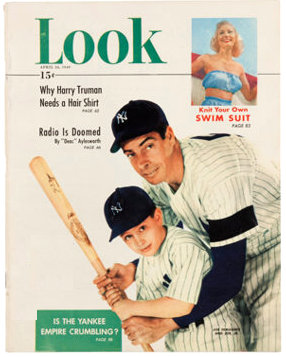  1949 LOOK - Joe DiMaggio & Joe Jr. 'Is the Yankee Empire Crumbling?' Baseball cards value