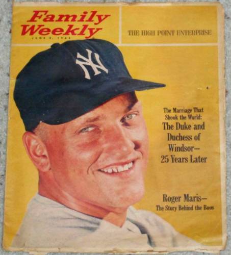  1962 Family Weekly - Roger Maris 'The Story Behind the Boos' Baseball cards value