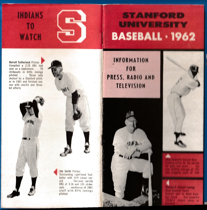  1962 STANFORD University BASEBALL Media Guide (32 pages) Baseball cards value