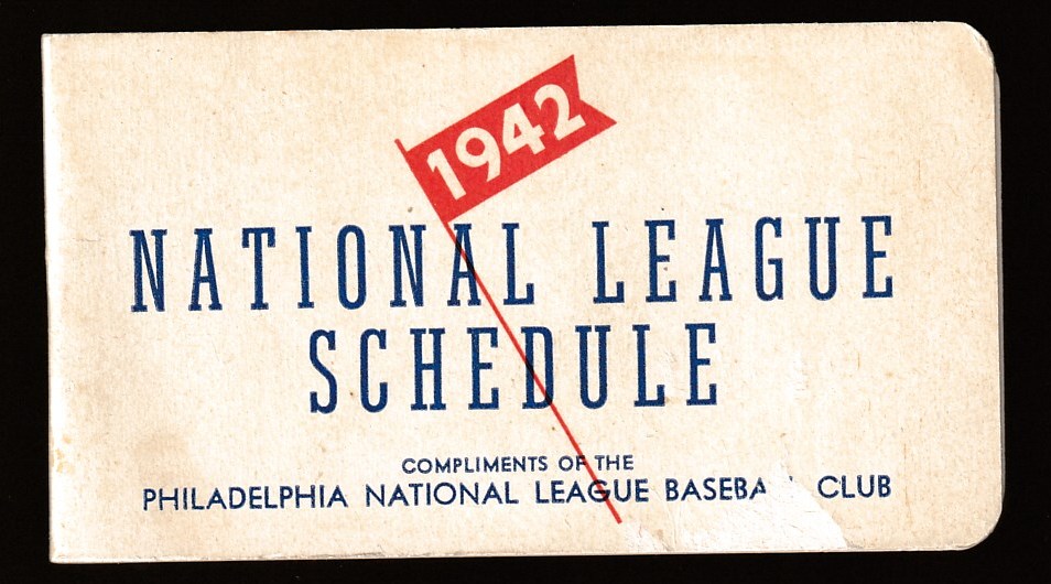  1942 National League Pocket Schedule (Compliments of the Phillies) Baseball cards value