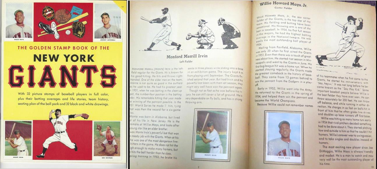  1955 Golden Stamp Book - NY Giants w/WILLIE MAYS (32 pages & stamps) Baseball cards value