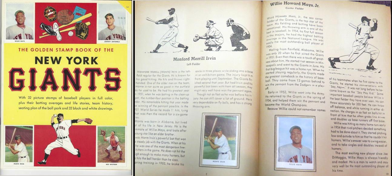 1955 Golden Stamp Book - NY Giants w/WILLIE MAYS (32 pages & stamps) Baseball cards value