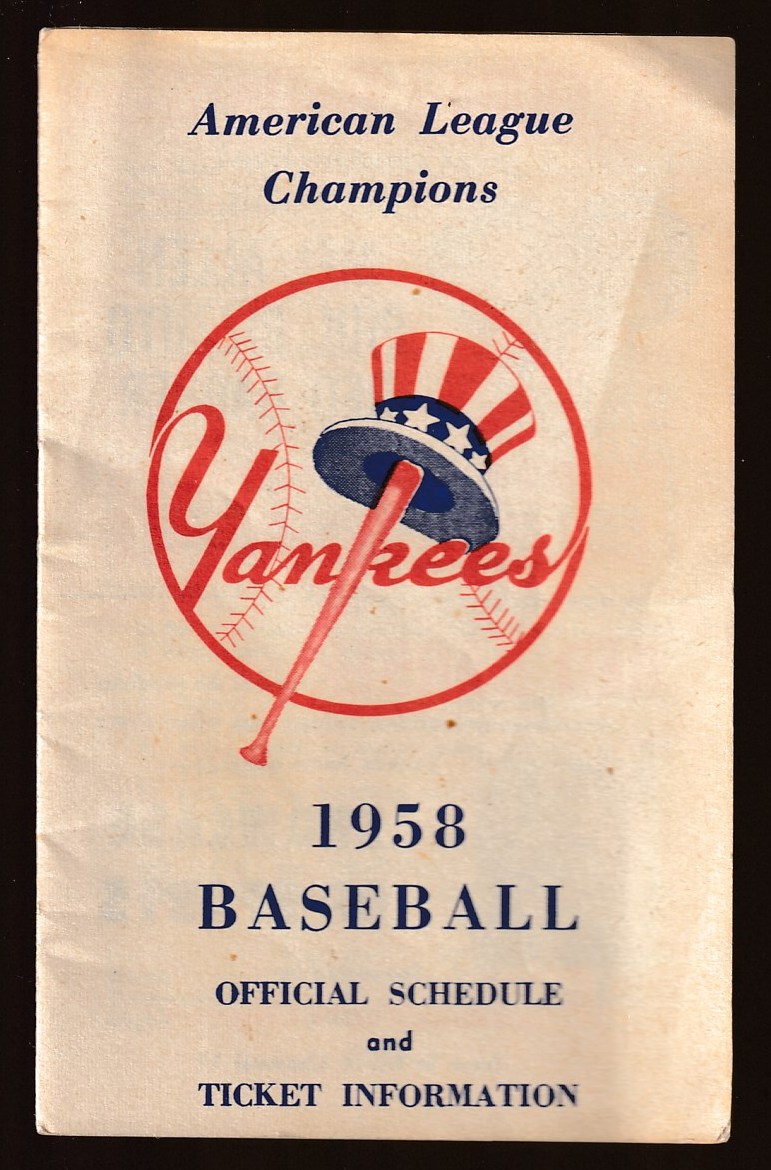  1958 New York YANKEES Offical Schedule & Ticket Info (Ballantine Beer) Baseball cards value