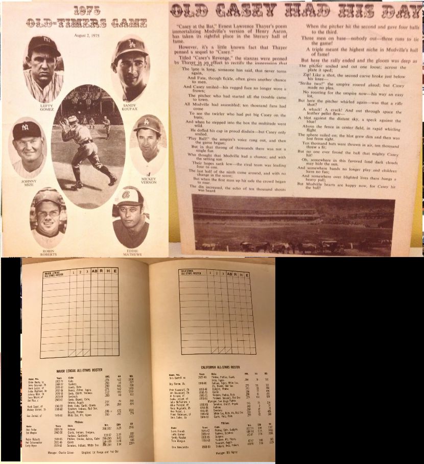 1975 Old-Timers Game Program - vs California All-Stars (Sandy Koufax...) Baseball cards value