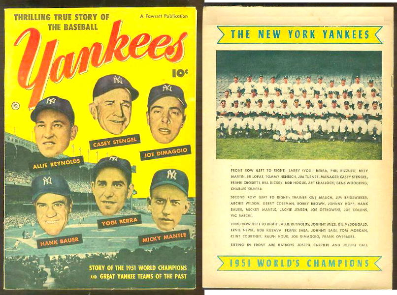 1952 YANKEES #1 Comic Book - 1951 Yankees & Great Yankee Teams of the Pas  cards value
