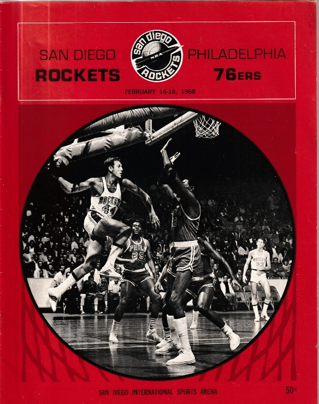  1968 San Diego Rockets NBA Basketball Program vs 76ers Baseball cards value