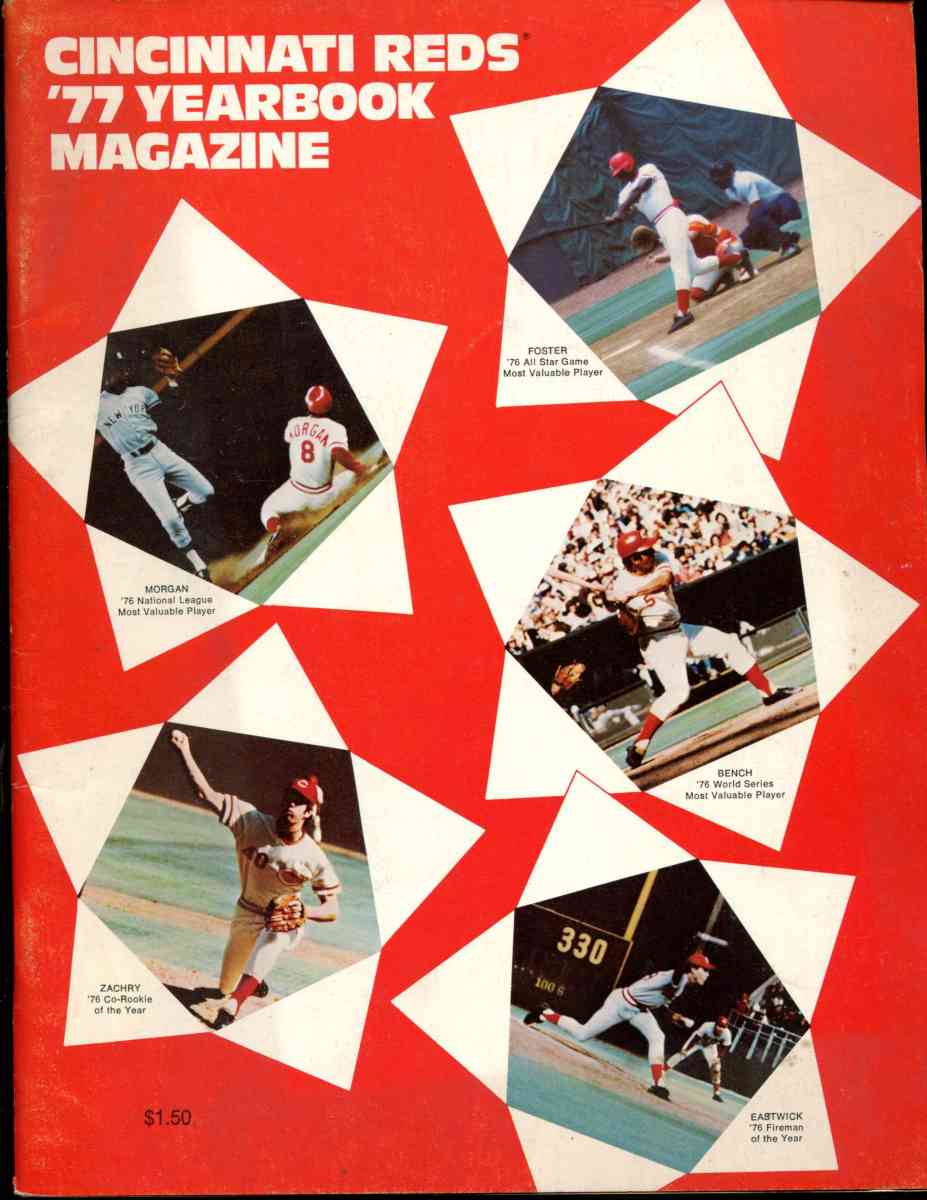  1977 Cincinnati REDS Yearbook (72 pages) packed w/Big Red Machine Baseball cards value