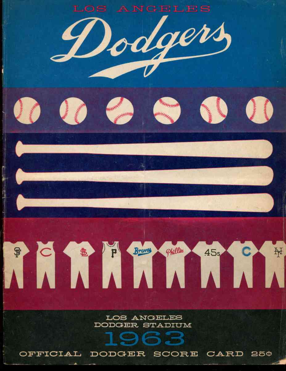  1963 Los Angeles DODGERS Official Scorecard - vs. Giants Baseball cards value