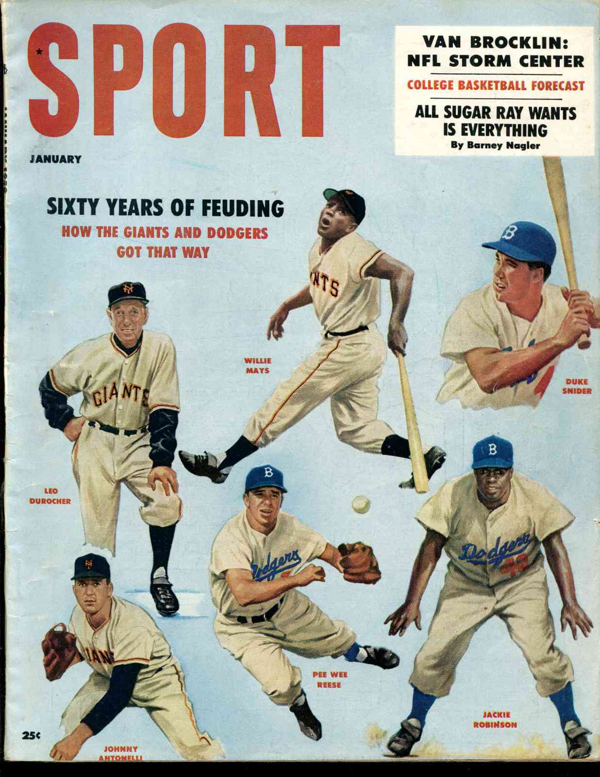 SPORT - 1958 01/Jan - AWESOME COVER !!! Mays,Jackie Robinson ... Baseball cards value