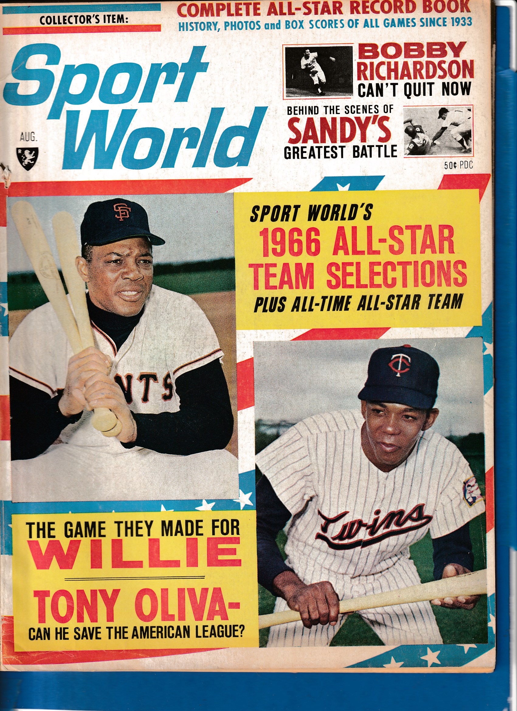 SPORT WORLD - 1966 08/Aug - WILLIE MAYS cover Baseball cards value