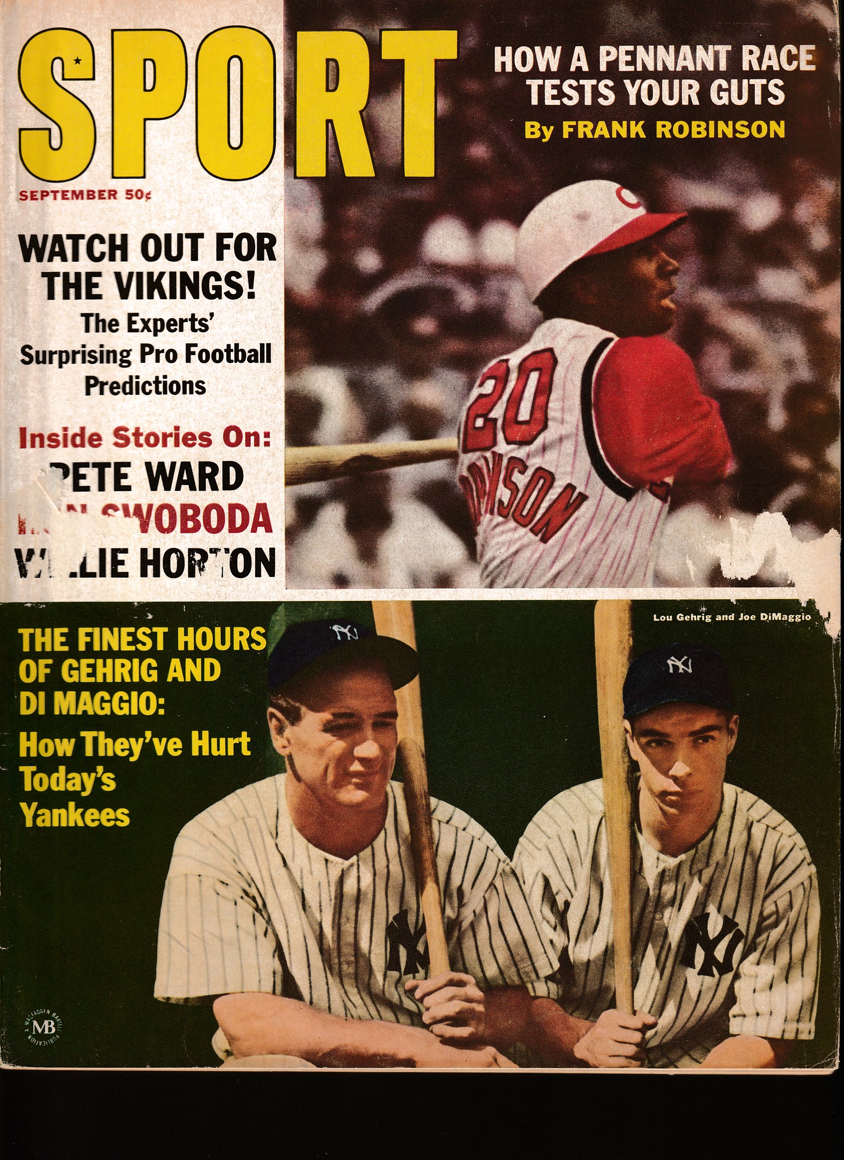  SPORT - 1965 09/Sept - Joe DiMaggio/Lou Gehrig cover Baseball cards value