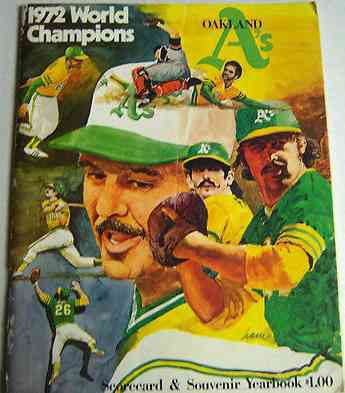  1972 WORLD CHAMPIONS Oakland A's Yearbook (76 pages) Baseball cards value