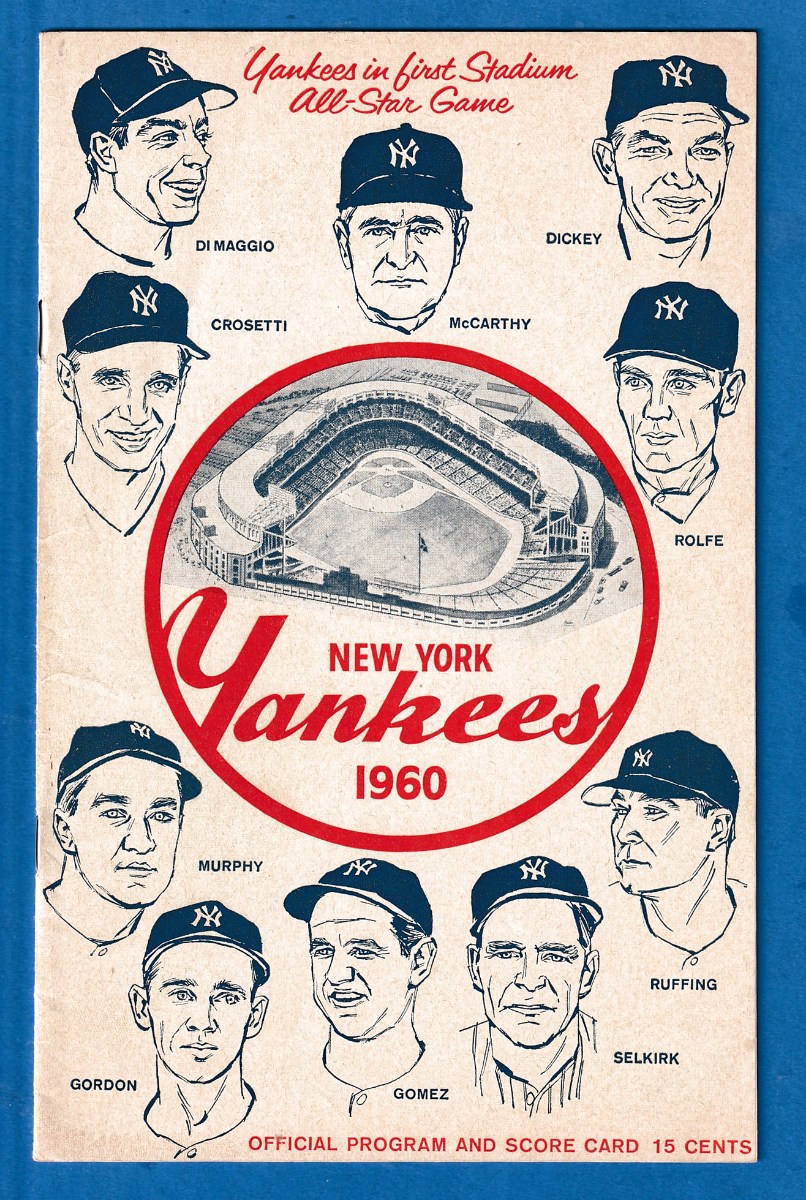  1960 New York YANKEES Official Scorecard - vs. Twins Baseball cards value