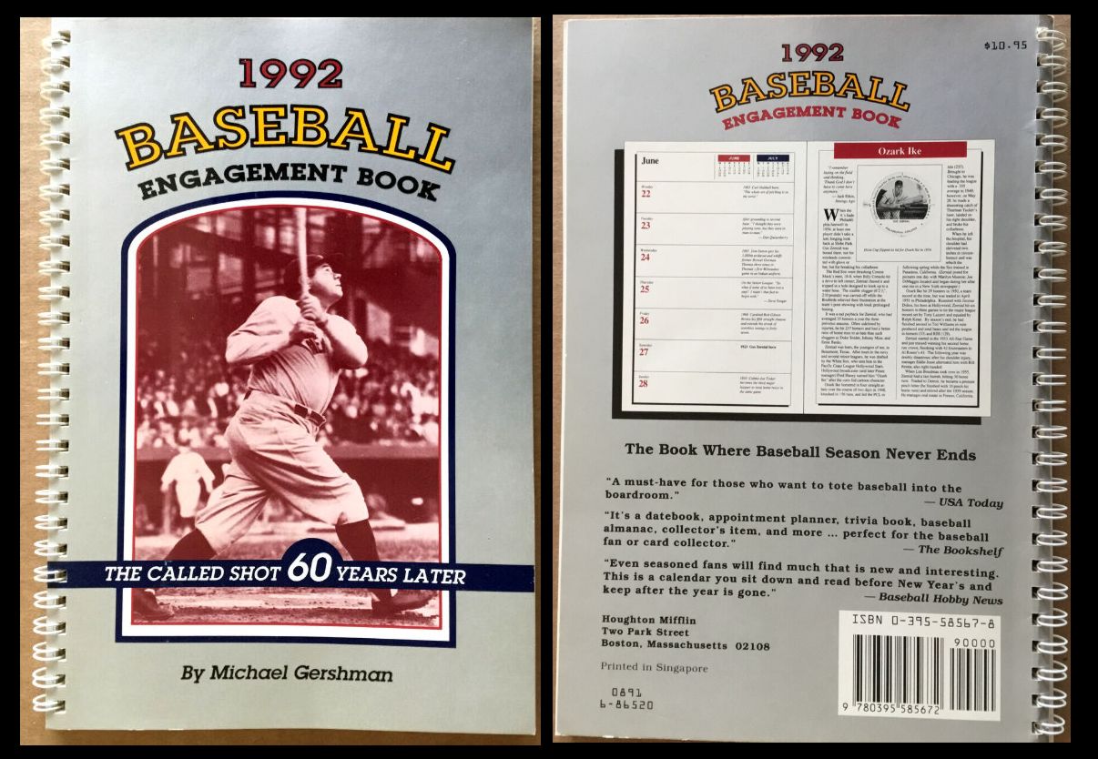 1992 Baseball Engagement Book - Babe Ruth cover Baseball cards value
