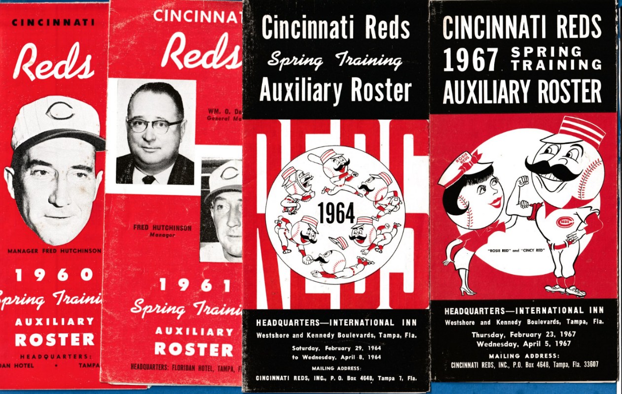  1960-1967 Cincinnati REDS - (4) Spring Training Auxiliary ROSTER pamphlets Baseball cards value
