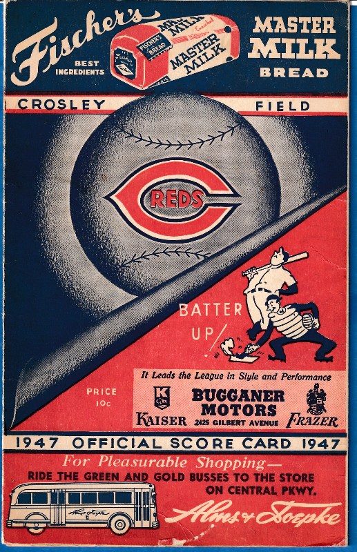  1947 Cincinatti Reds Official ScoreCard !!! (versus Boston Braves) Baseball cards value