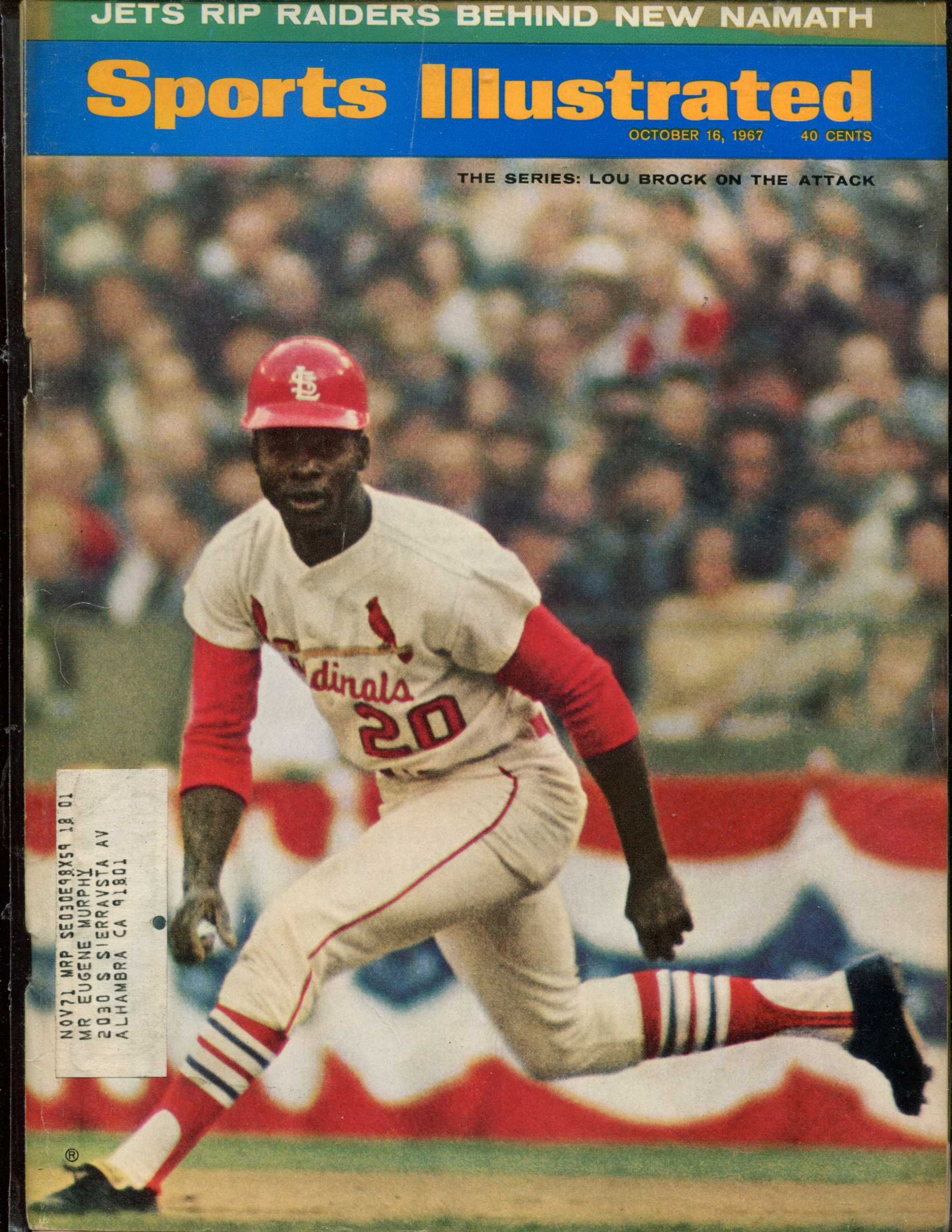 Sports Illustrated (1967/10/16) - Lou Brock in World Series Baseball cards value