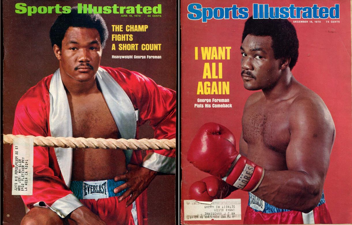 Sports Illustrated  - George Foreman BOXING cover issues - 1973 & 1975 Baseball cards value