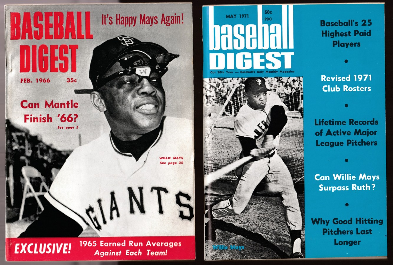 Willie Mays - Baseball Digest 1966 - 'It's Happy Mays Again !' Baseball cards value
