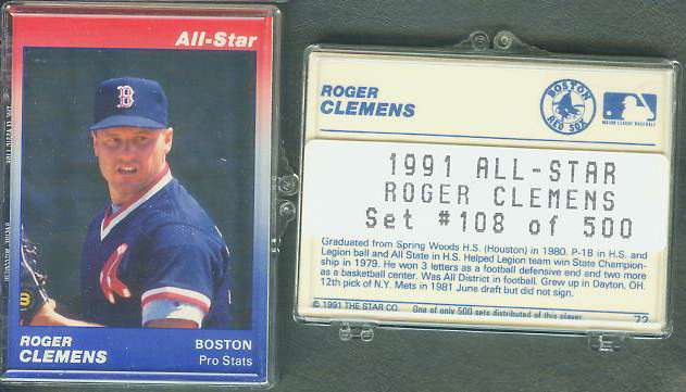 Roger Clemens - 1991 Star Company ALL-STAR Complete 9-card Set IN CASE Baseball cards value