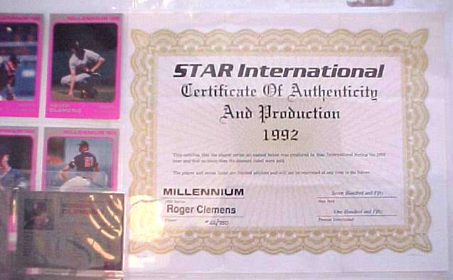 Roger Clemens - 1992 Star Company MILLENIUM Complete 9-card Set (Red Sox) Baseball cards value