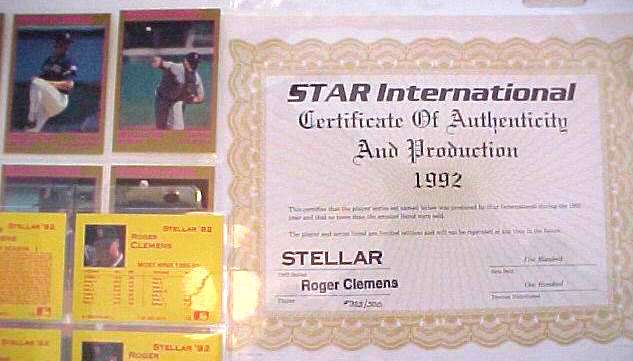 Roger Clemens - 1992 Star Company STELLAR Complete 9-card Set (Red Sox) Baseball cards value