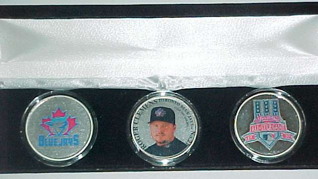 Roger Clemens - SOLID SILVER - 3-COIN 1997 'Indians All-Star Game' SET Baseball cards value