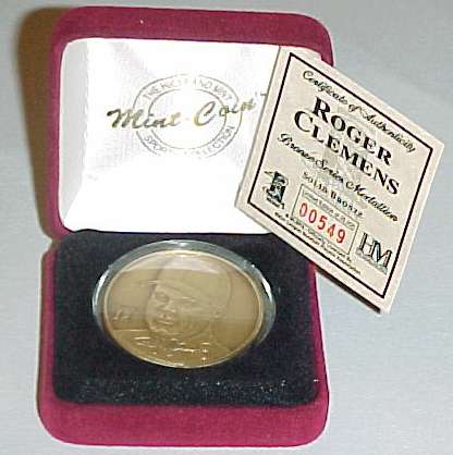 Roger Clemens - 1990's SOLID BRONZE  (Variation #12)  Highland Mint coin Baseball cards value