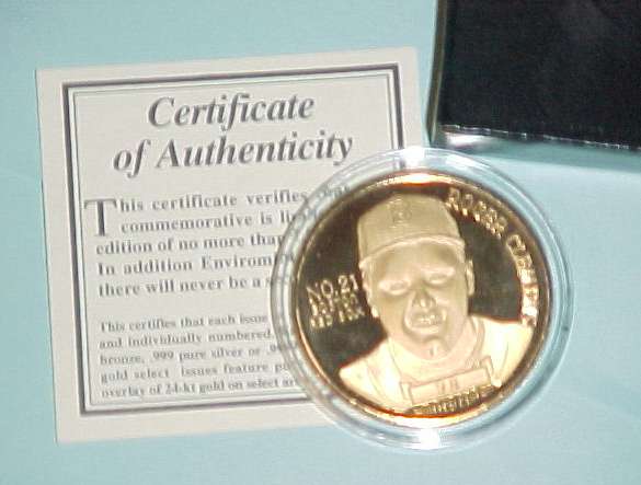 Roger Clemens - SOLID BRONZE - 1995 EnviroMint coin (Red Sox) Baseball cards value