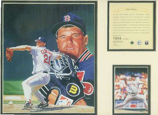 Roger Clemens - 1995 Kelly Russell LITHOGRAPH - LIMITED EDITION Matted Baseball cards value