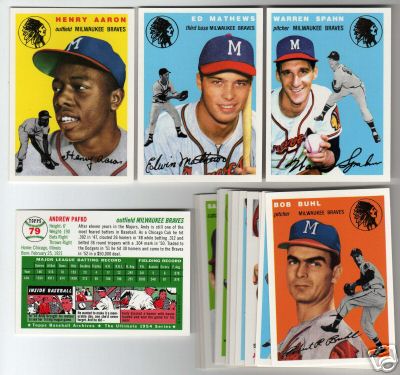 Milwaukee Braves - 1954 Topps GOLD Archives NEAR COMPLETE TEAM SET (17/18) Baseball cards value