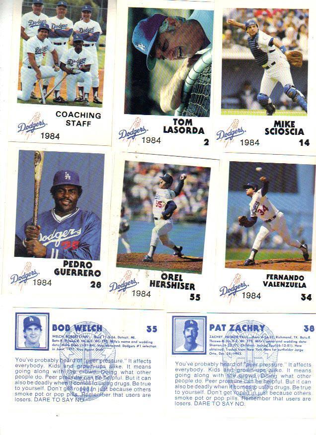  DODGERS - 1984 Police DARE - COMPLETE TEAM Set (30 cards) Baseball cards value