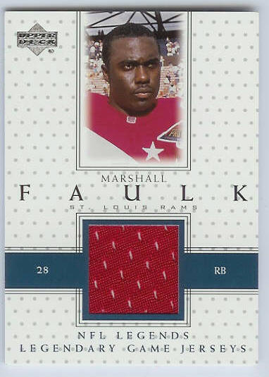 Marshall Faulk - 2000 Upper Deck NFL Legends LEGENDARY GAME-USED JERSEY Baseball cards value