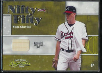 Tom Glavine - 2002 Donruss Originals Nifty Fifty GAME-USED BAT (Braves) Baseball cards value