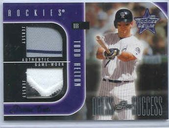 Todd Helton - 2002 Leaf Rookies & Stars DOUBLE MULTI-COLOR GAME-USED JERSEY Baseball cards value