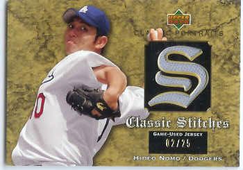 Hideo Nomo - 2003 Upper Deck 'Classic Stitches' GOLD GAME-USED JERSEY card Baseball cards value
