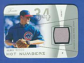 Kerry Wood - 2004 Flair 'HOT NUMBERS' PEWTER DIE-CUT GAME-USED JERSEY Baseball cards value