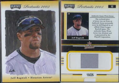 Jeff Bagwell - 2003 Playoff Portraits 'Materials' GAME-USED JERSEY card Baseball cards value