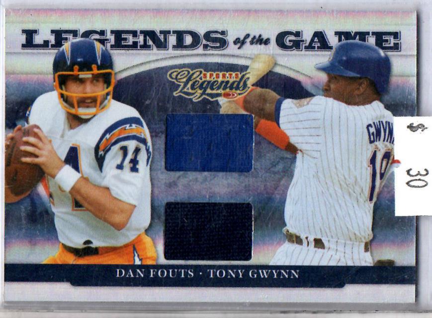    Tony Gwynn/Dan Fouts - 2008 Donruss 'Legends.Game' GAME-USED JERSEYS Baseball cards value