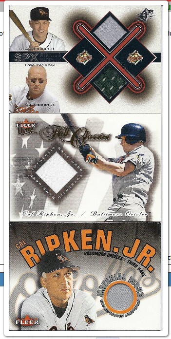 Cal Ripken - 2001 Fleer 'Material Issue' GAME-USED JERSEY (Orioles) Baseball cards value