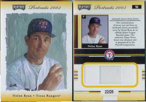 NOLAN RYAN - 2003 Playoff Portraits 'Materials' GAME-USED JERSEY card Baseball cards value