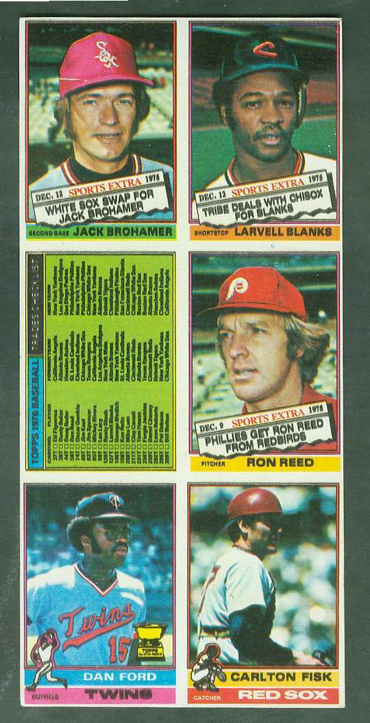 1976 Topps 6-CARD PANEL featuring CARLTON FISK (Red Sox)